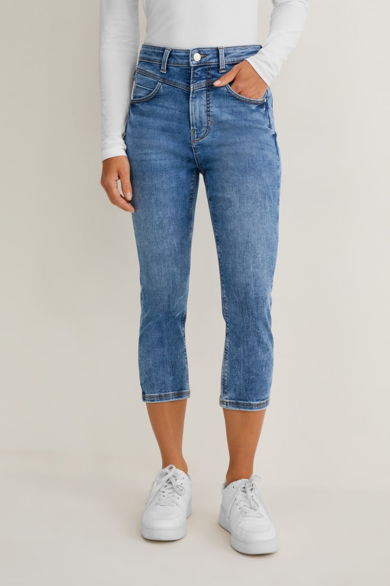  Bleu Jean C&A Capri High Taille - france UQI-5180018