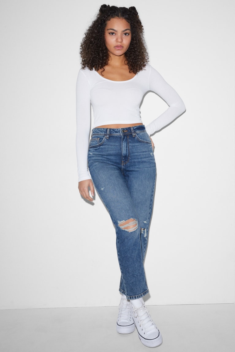  Bleu Jean C&A Clockhouse Mom High Taille - france OKB-3482819