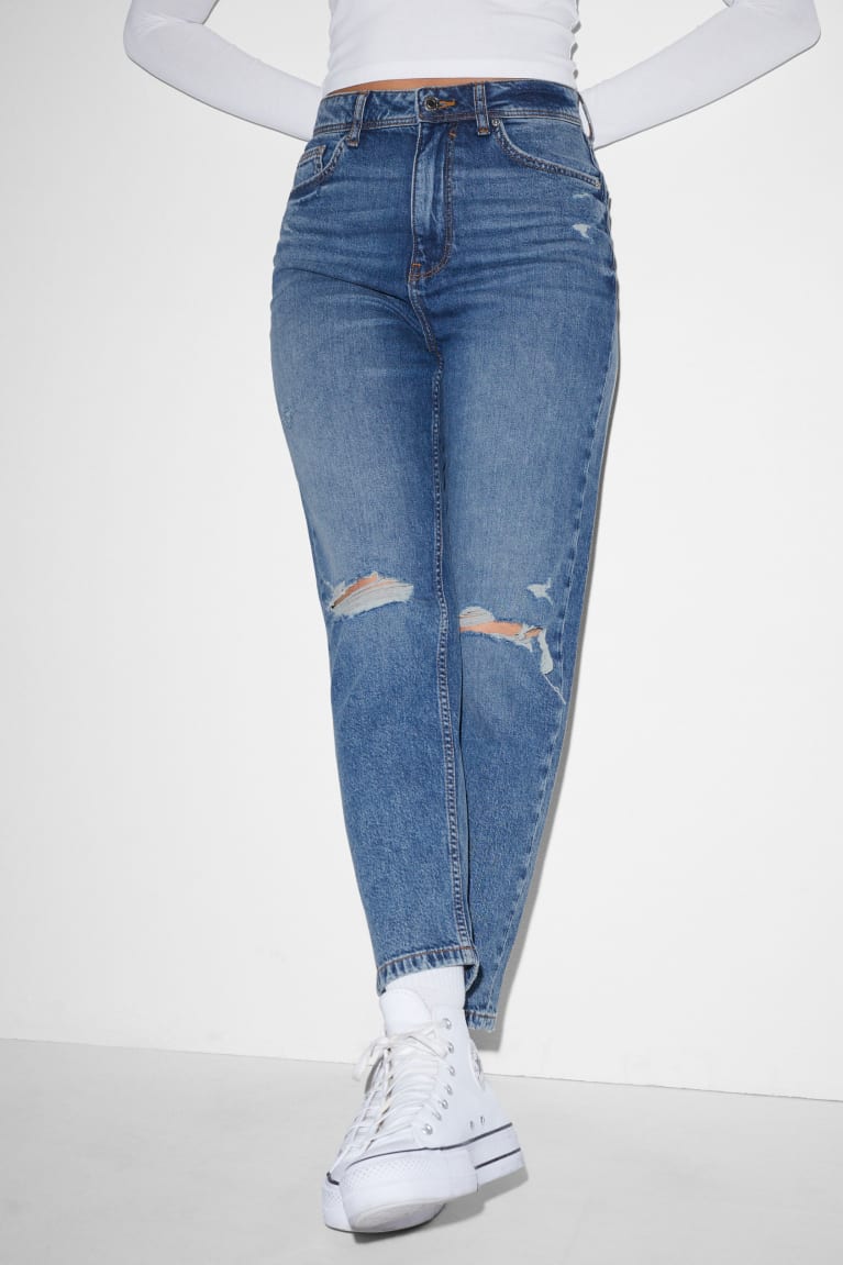  Bleu Jean C&A Clockhouse Mom High Taille - france OKB-3482819