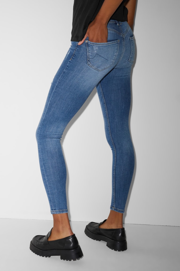  Bleu Jean C&A Clockhouse Mince Mid-rise Taille Push-up Effect - france HXQ-0969116