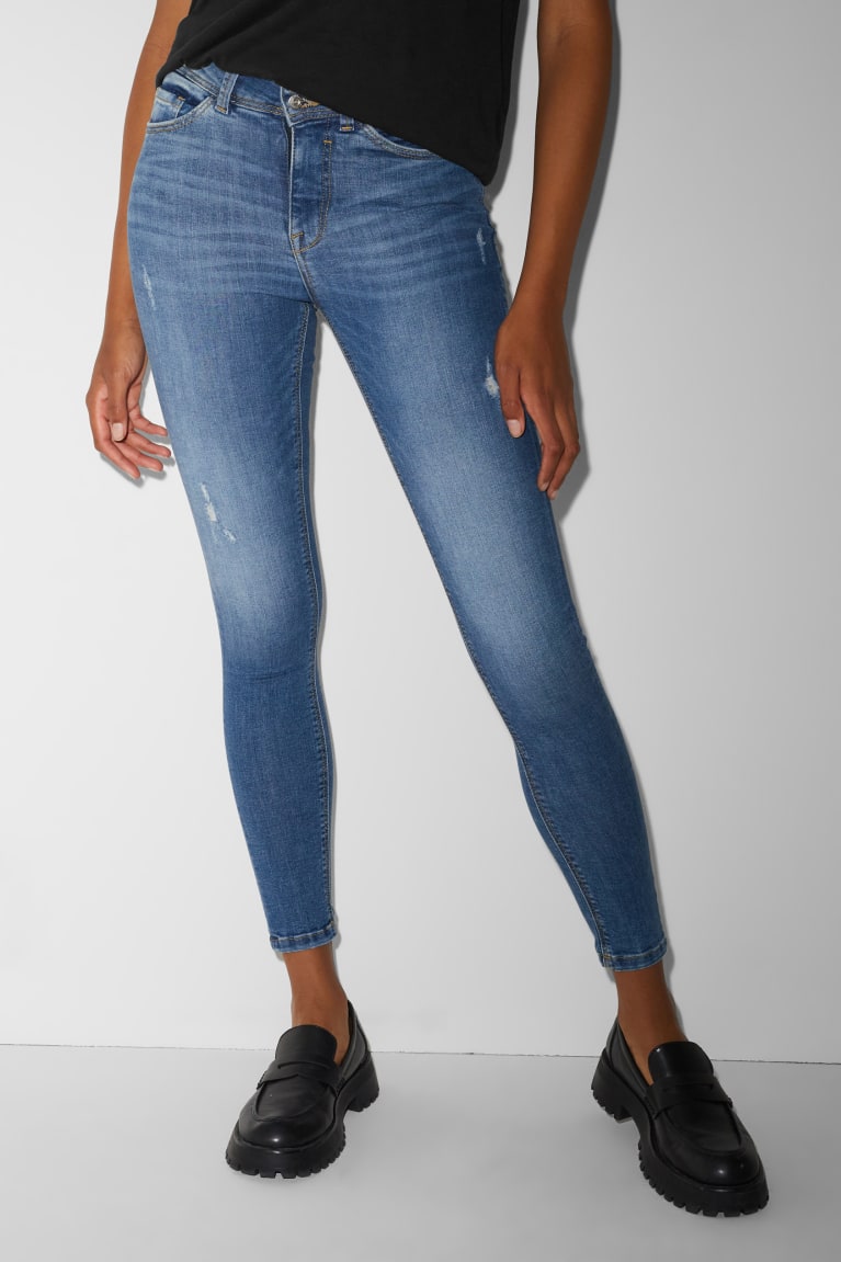  Bleu Jean C&A Clockhouse Mince Mid-rise Taille Push-up Effect - france HXQ-0969116