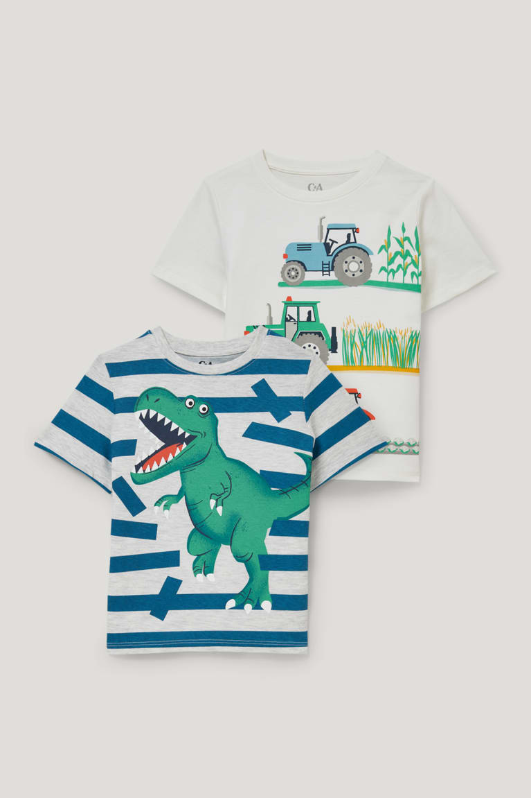  Blanche T Shirts C&A Multipack Of 2 Tractor And Dinosaur Sleeve - france EPR-3540137