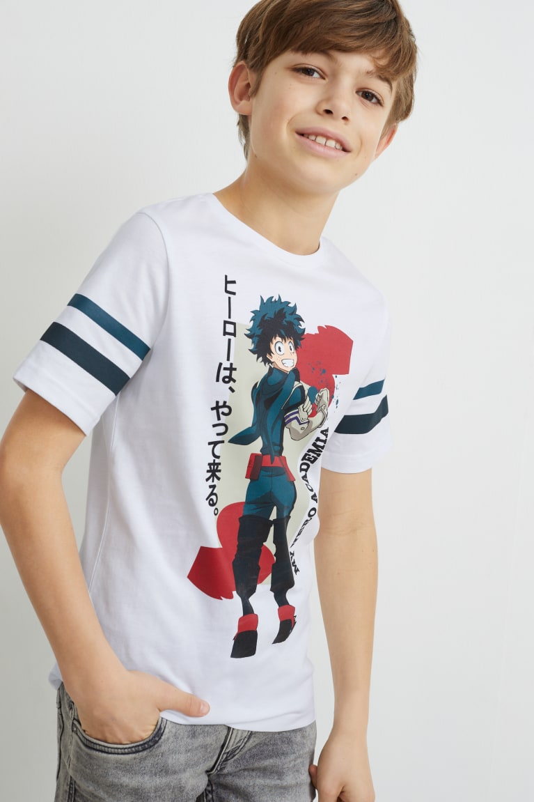  Blanche T Shirts C&A My Hero Academia Sleeve - france YCQ-9193616