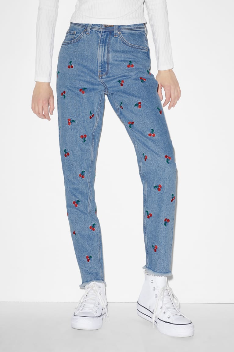  Bleu Jean C&A Clockhouse Slim High Taille Patterned - france SUS-7633692