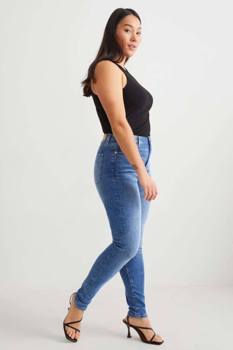  Bleu Jean C&A Curvy High Taille Mince Fit Lycra Recycled - france EHU-0106522