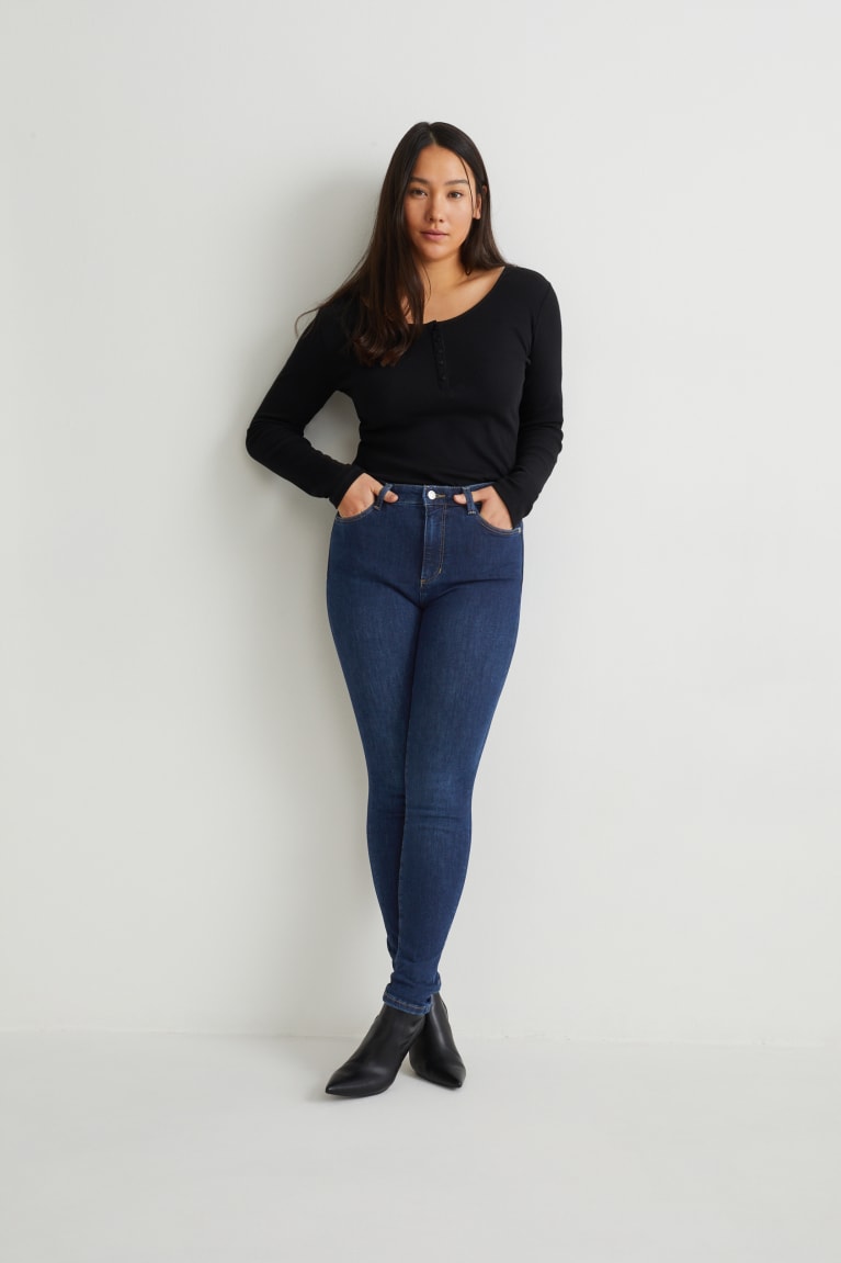  Bleu Jean C&A Curvy High Taille Mince Fit Lycra Recycled - france GRW-2512320