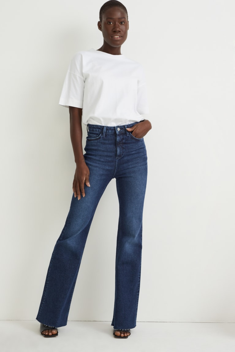  Bleu Jean C&A Flared High Taille Lycra - france AVE-4023385