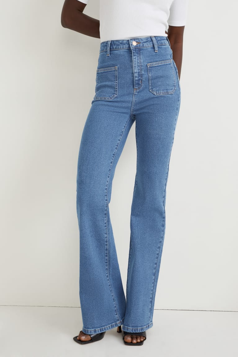  Bleu Jean C&A Flared High Taille Lycra - france YKP-6114972