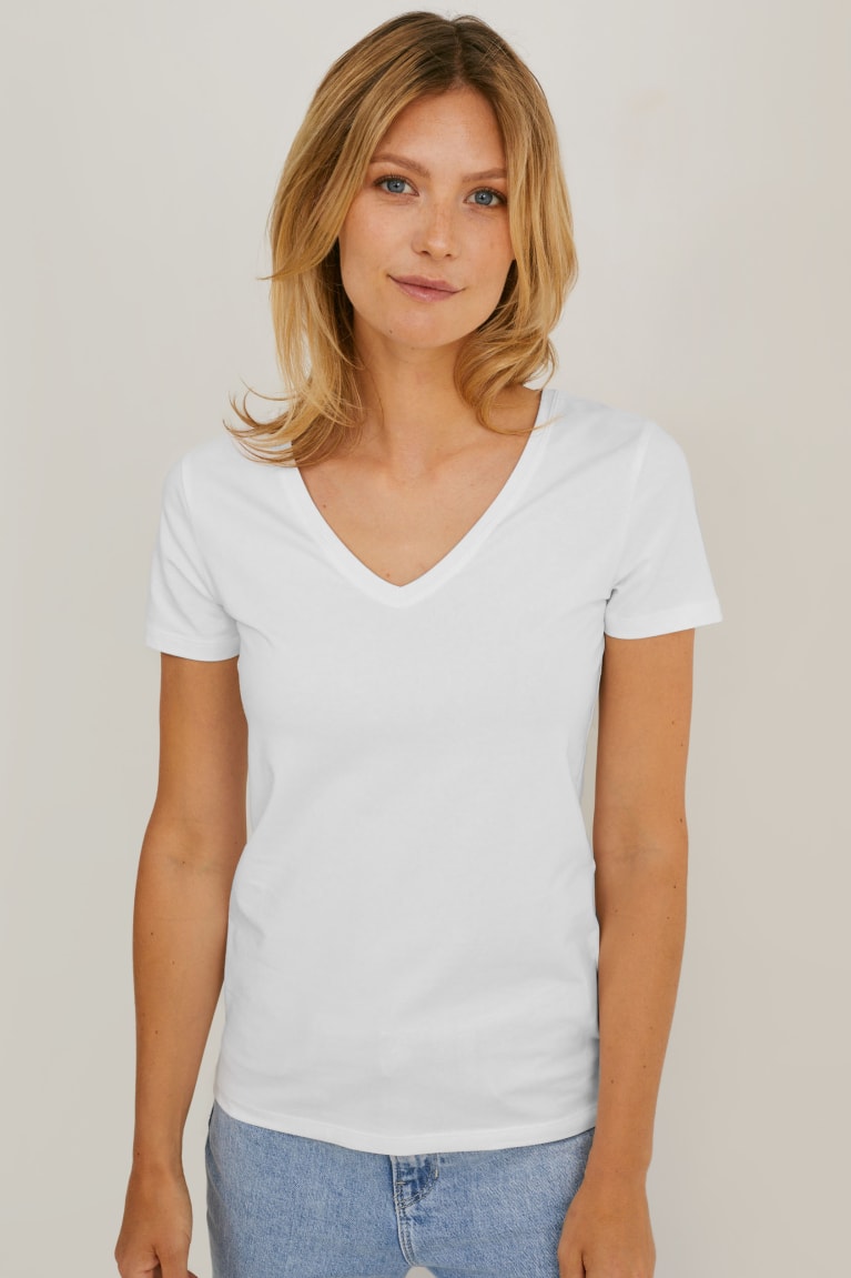  Blanche T Shirts C&A Multipack Of 2 BasicOrganic Coton - france BEP-4172020