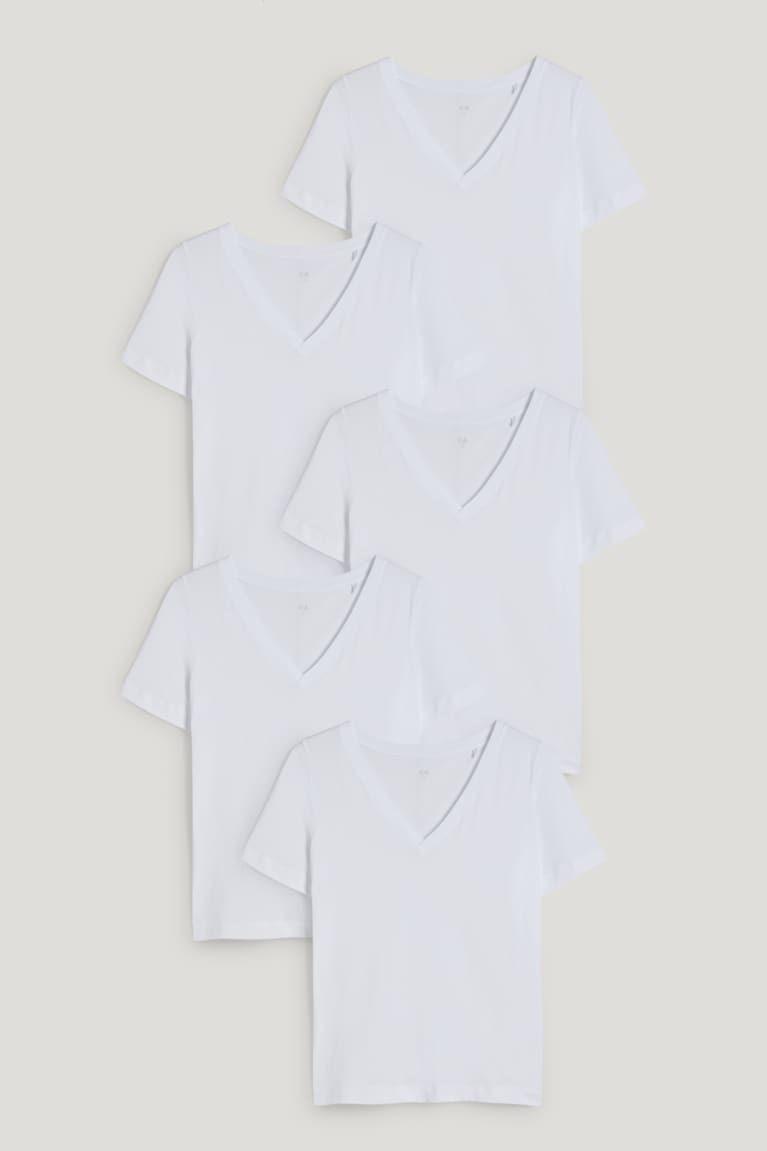  Blanche T Shirts C&A Multipack Of 5Organic Coton - france PIH-2389431