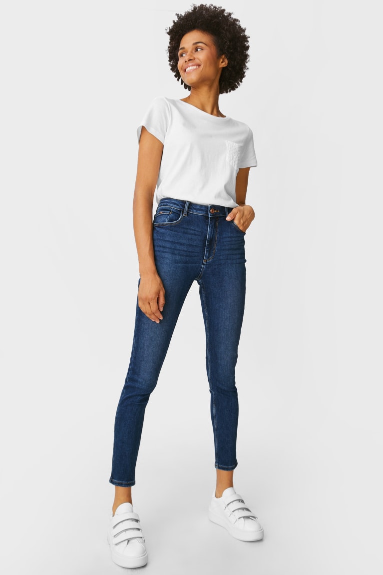  Bleu Jean C&A Mince High Taille Recycled - france EVI-1588526