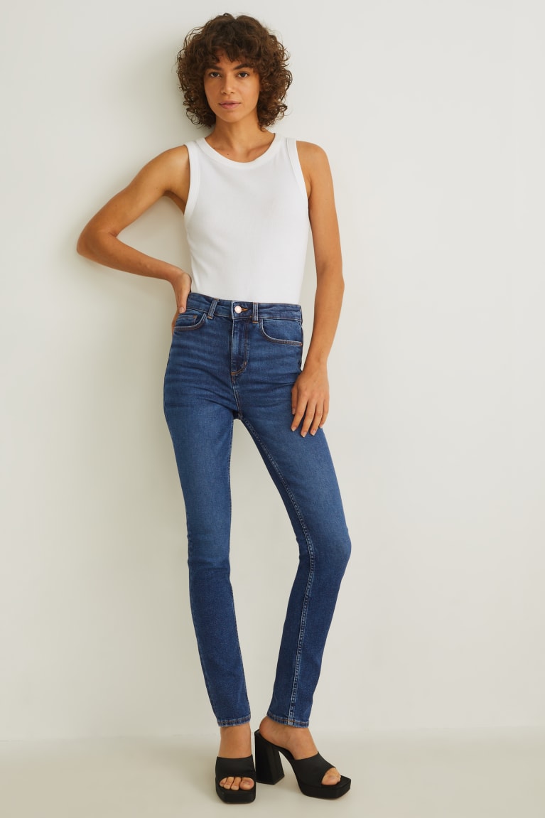  Bleu Jean C&A Slim High Taille Recycled - france SEN-9867729