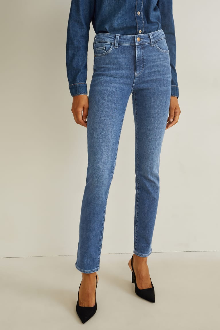  Bleu Jean C&A Slim Mid-rise Taille Thermal Lycra - france NAC-0464020