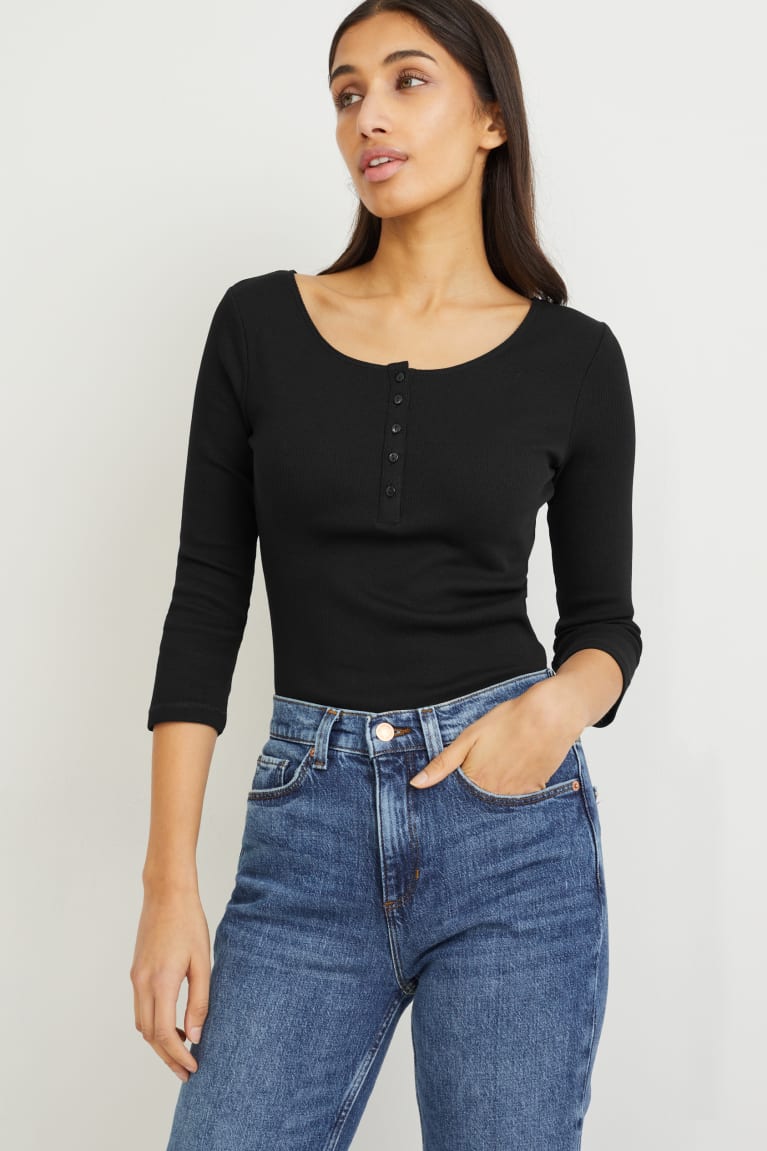  Noir Hauts C&A Basic Long Sleeve - france LRE-0558706