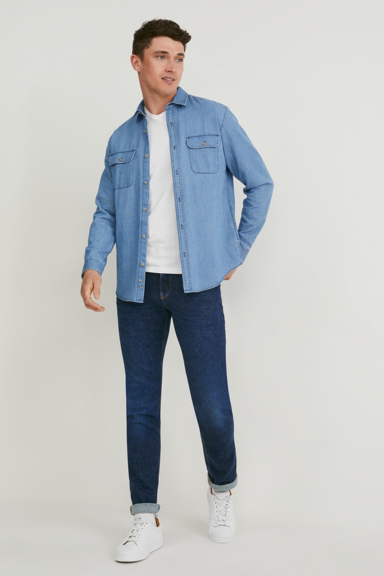  Bleu Bleu Foncé Jean C&A Slim With Hemp Fibres Lycra - france QCJ-8180130