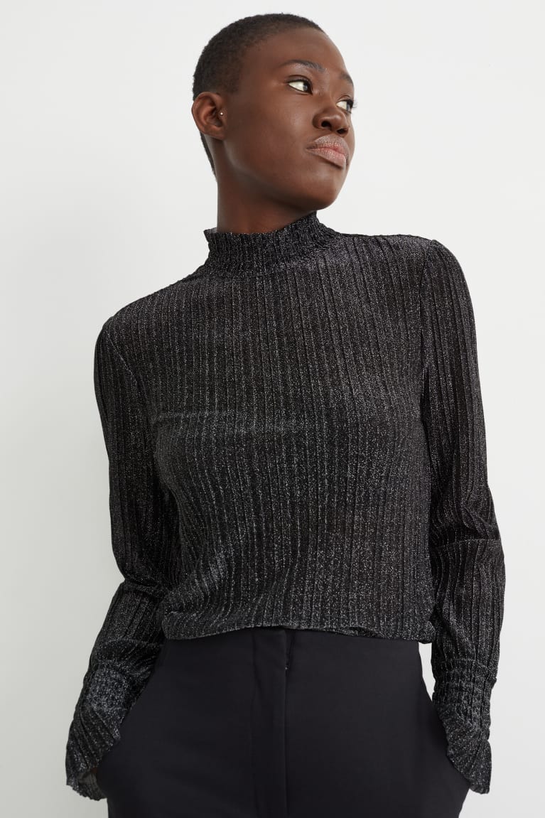  Noir Hauts C&A Long Sleeve Shiny - france LNK-4743837