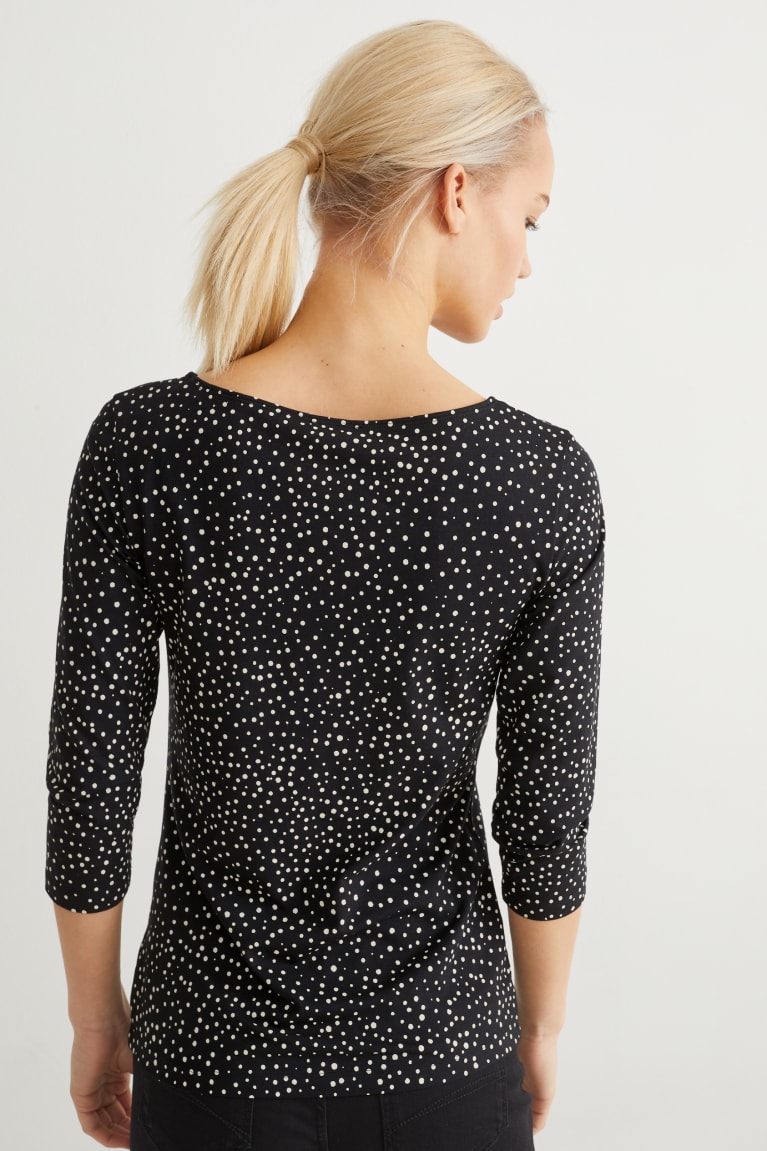  Noir Hauts C&A Long Sleeve Polka Dot - france IAV-2738683