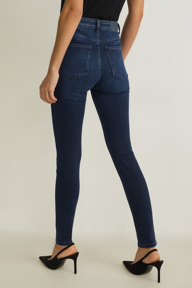  Bleu Bleu Foncé Jean C&A Mince High Rise Lycra - france SPJ-7051453