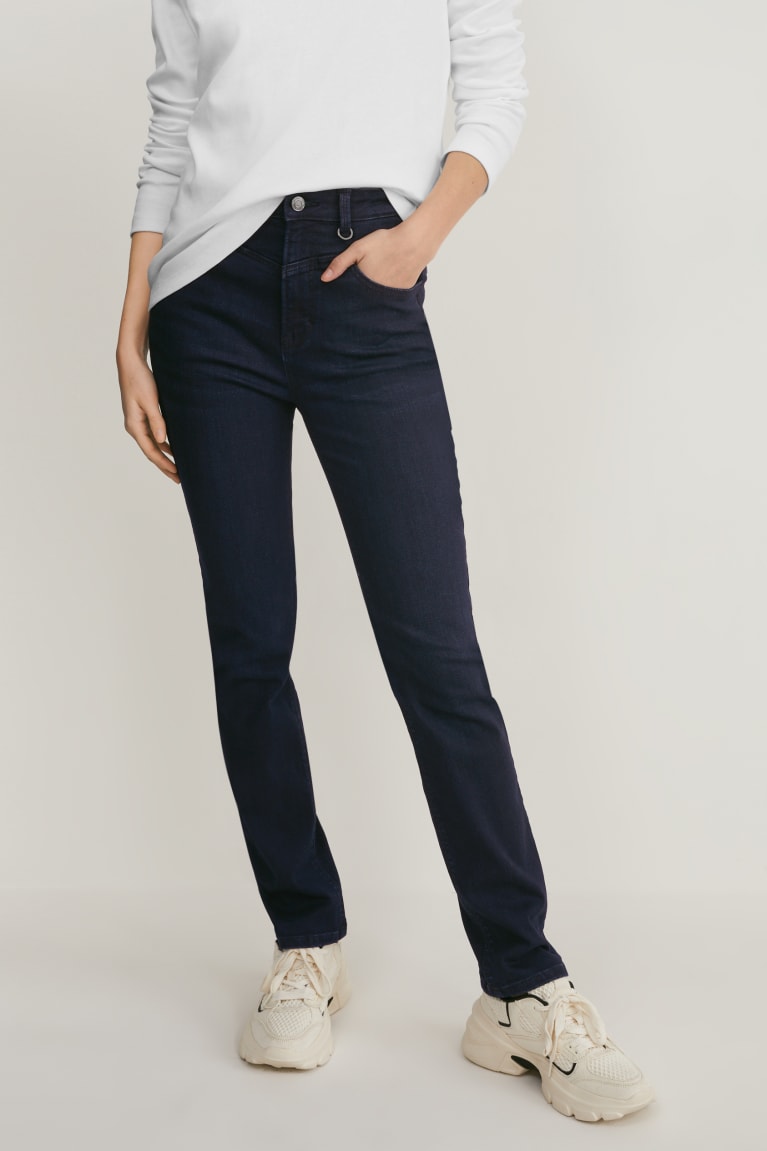  Bleu Bleu Foncé Jean C&A Slim High Taille Shaping - france QSU-4776614