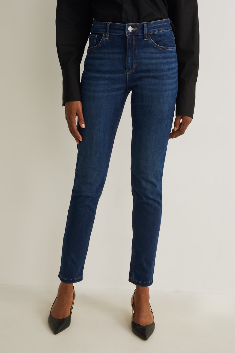  Bleu Bleu Foncé Jean C&A Slim Mid-rise Taille Lycra - france IDE-2033785