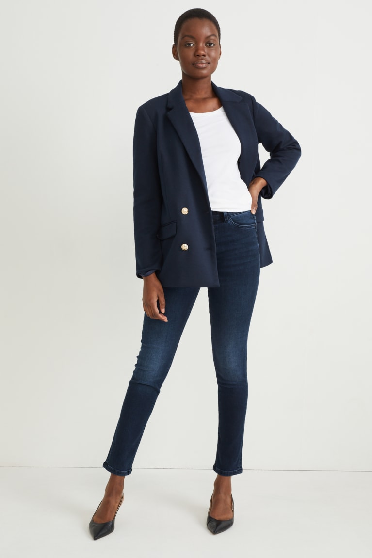  Bleu Bleu Foncé Jean C&A Slim Mid-rise Taille Lycra Recycled - france QQQ-7881704