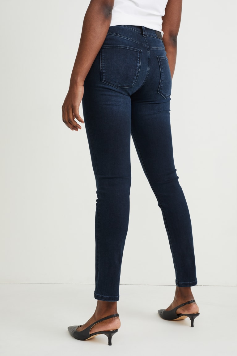  Bleu Bleu Foncé Jean C&A Slim Mid-rise Taille Lycra Recycled - france QQQ-7881704