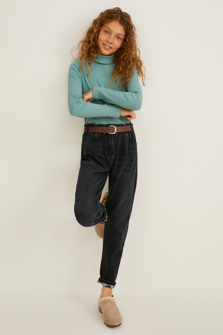  Bleu Grise Foncé Jean C&A Regular Fit With Belt - france UHU-7087580