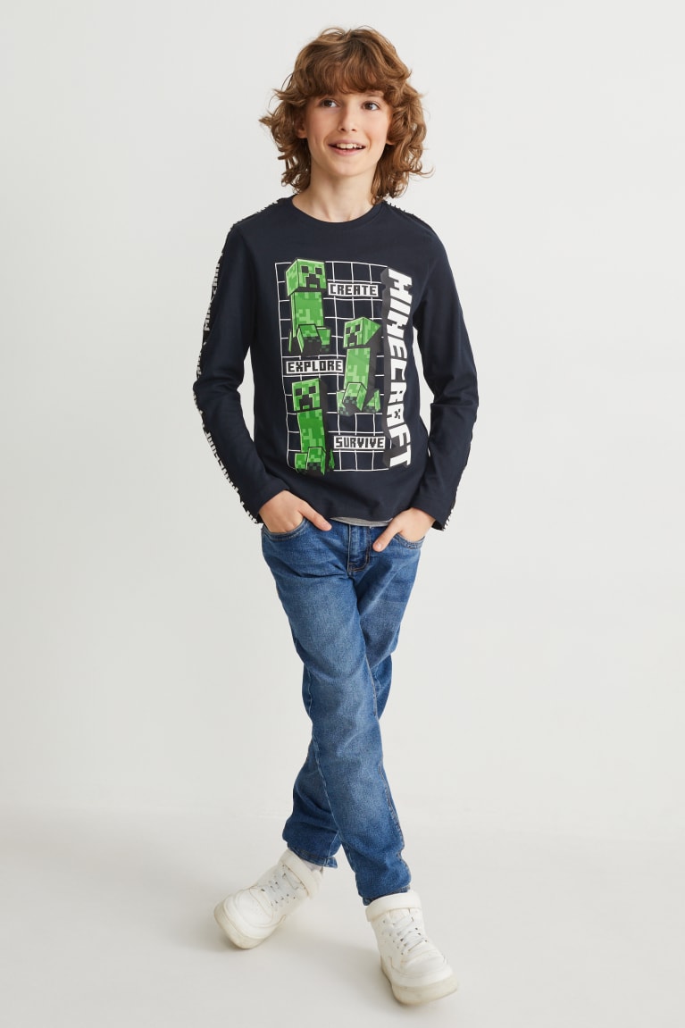  Bleu Foncé Hauts C&A Minecraft Long Sleeve - france FHO-5245255