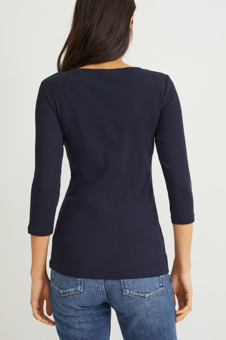  Bleu Foncé Hauts C&A Basic Long Sleeve - france WFO-2219643