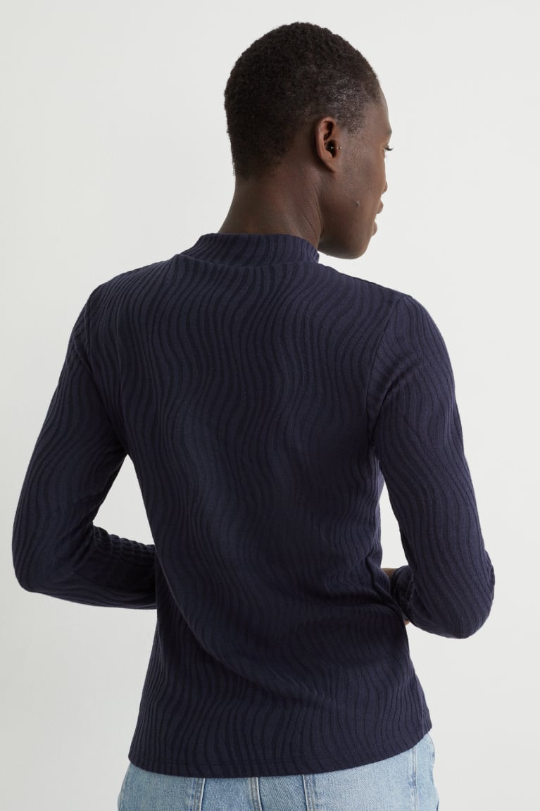  Bleu Foncé Hauts C&A Long Sleeve - france DTL-9474720