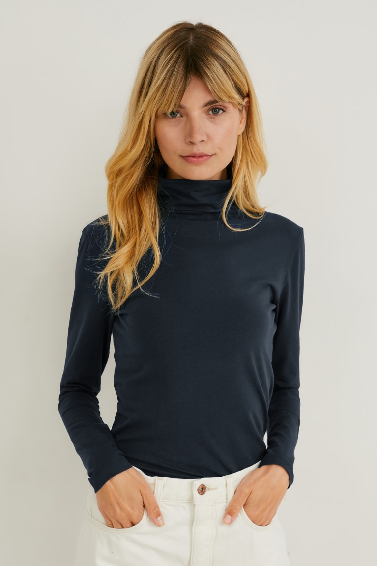  Bleu Foncé Blanche Hauts C&A Multipack Of 2 Polo Neck Organic Coton - france RXL-8062101