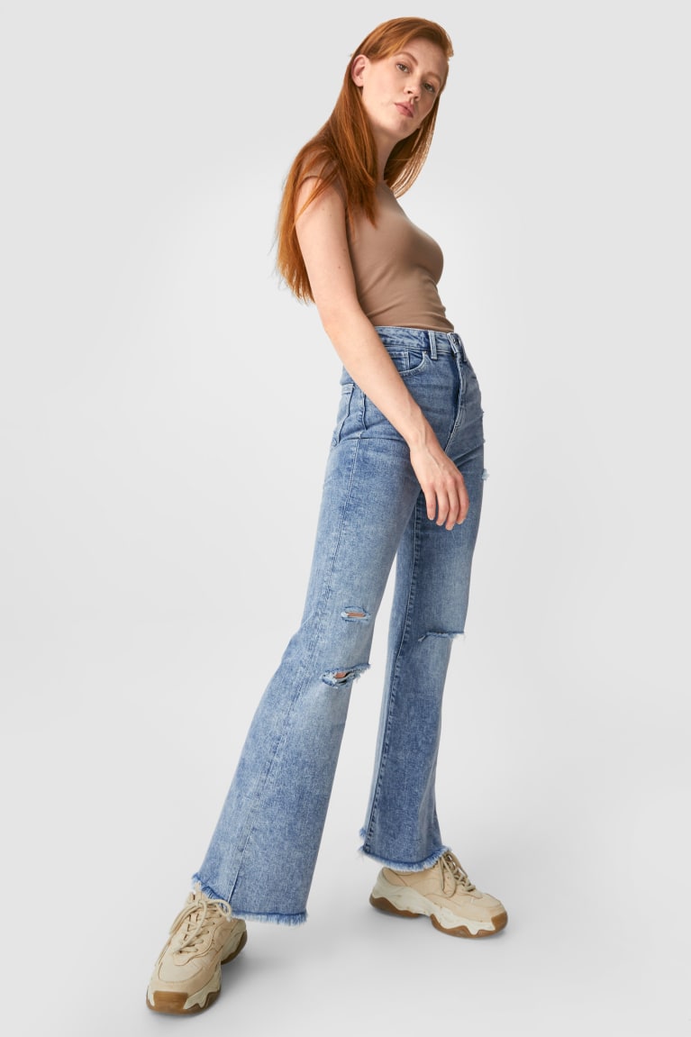  Bleu Bleu Clair Jean C&A Clockhouse Flared High Taille - france TFN-3006349