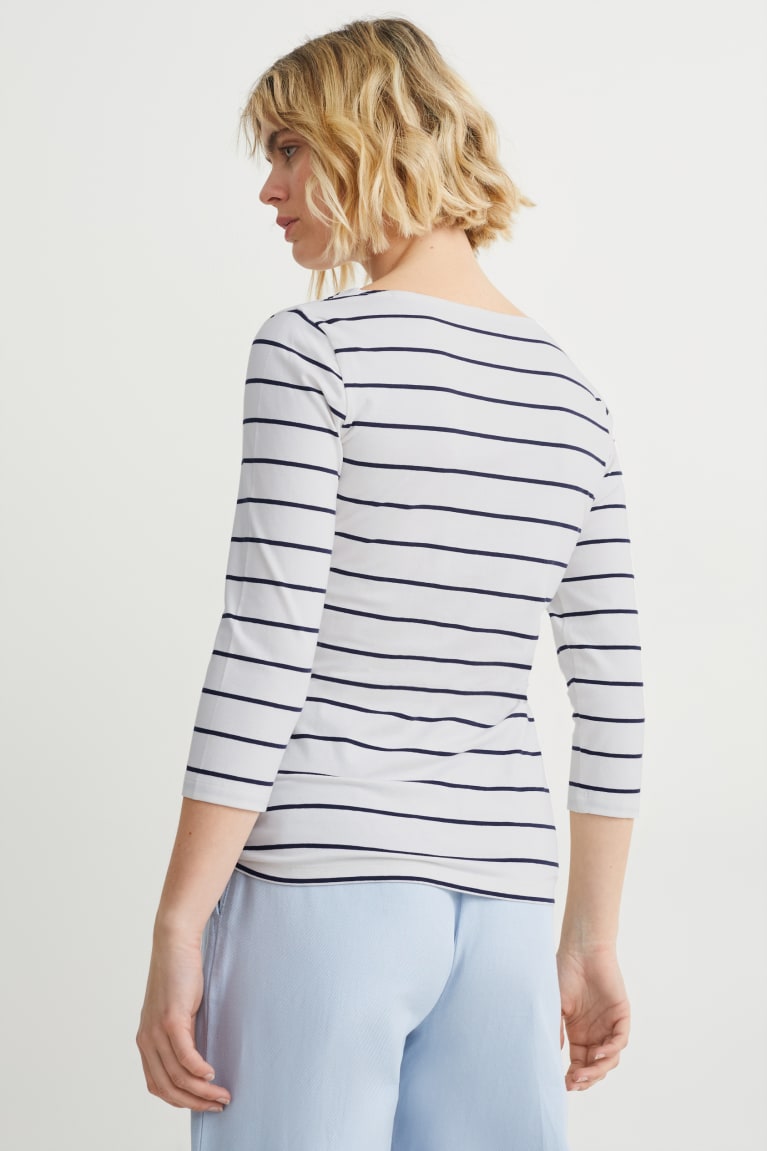  Blanche Hauts C&A Long Sleeve Rayé - france YVN-5393505