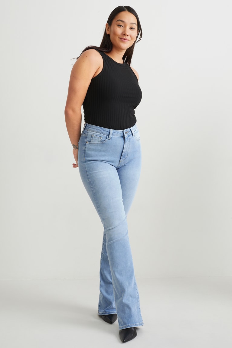  Bleu Bleu Clair Jean C&A Curvy High Taille Bootcut Lycra - france LKS-8114618