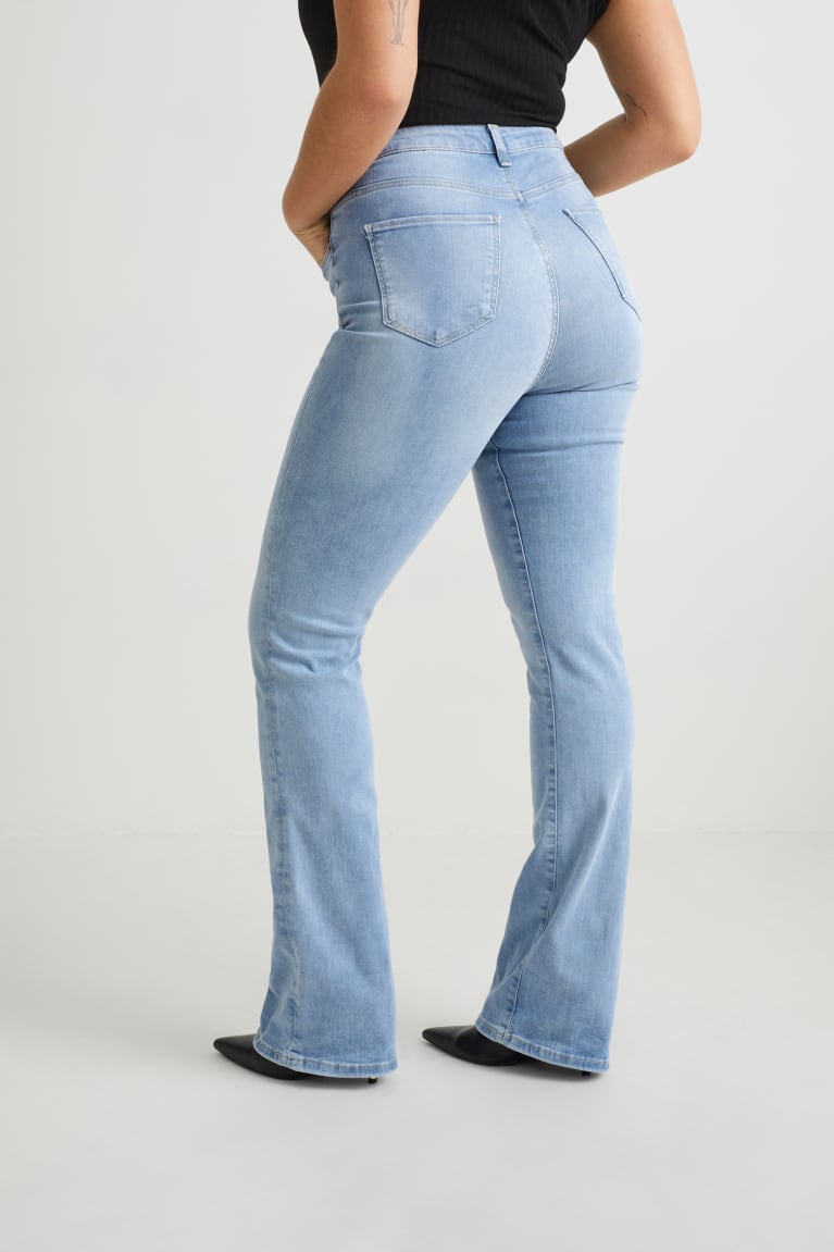  Bleu Bleu Clair Jean C&A Curvy High Taille Bootcut Lycra - france LKS-8114618