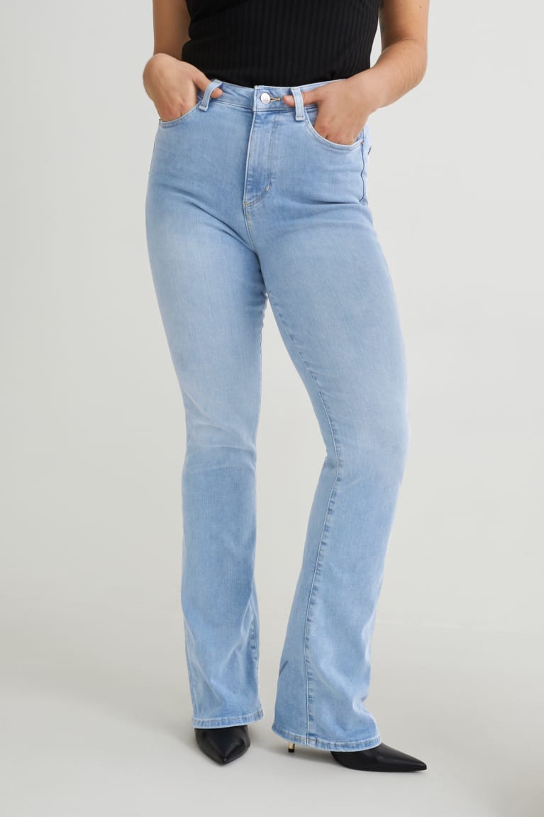  Bleu Bleu Clair Jean C&A Curvy High Taille Bootcut Lycra - france LKS-8114618