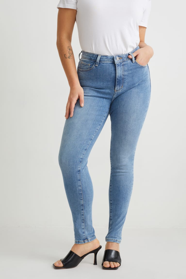  Bleu Bleu Clair Jean C&A Curvy High Taille Mince Fit Lycra Recycled - france BMX-4609504