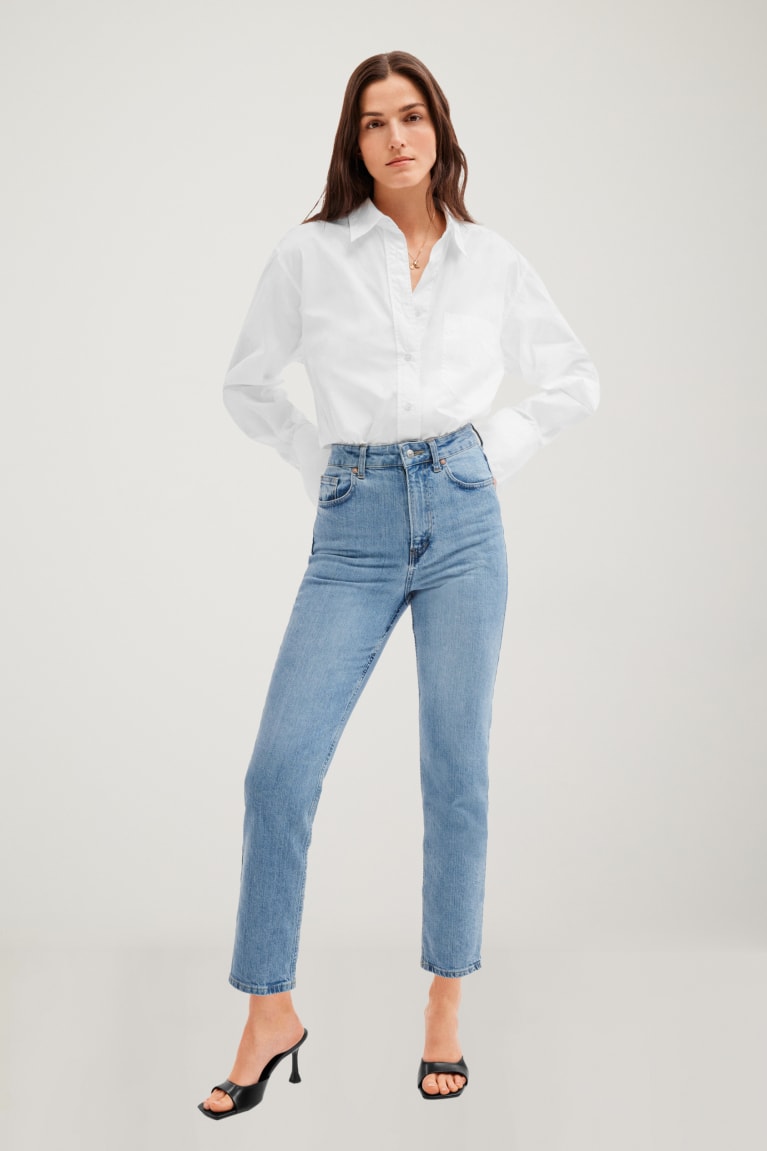  Bleu Bleu Clair Jean C&A Made In Eu Droit High Taille Organic Coton - france NKC-7909866