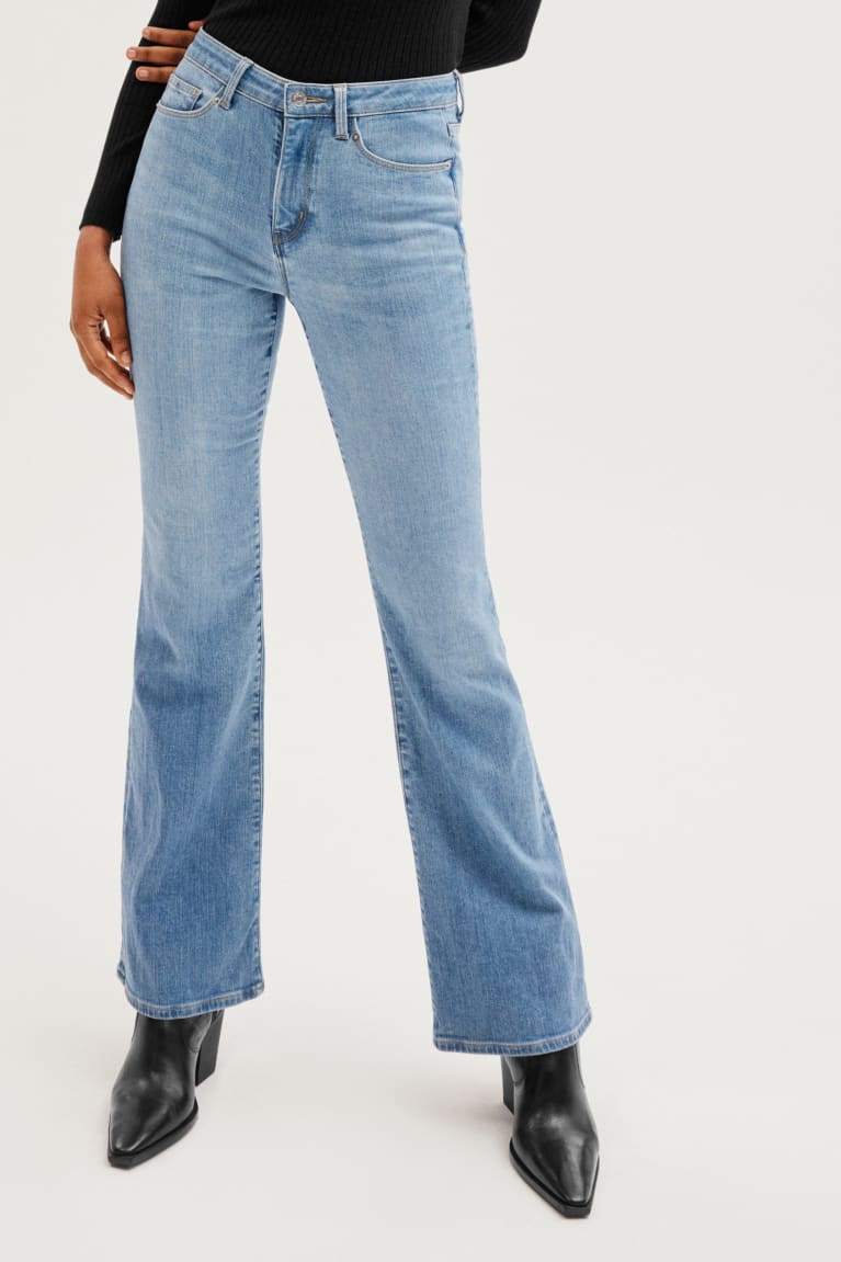  Bleu Bleu Clair Jean C&A Made In Eu Flared High Taille Organic Coton - france TAY-8194499