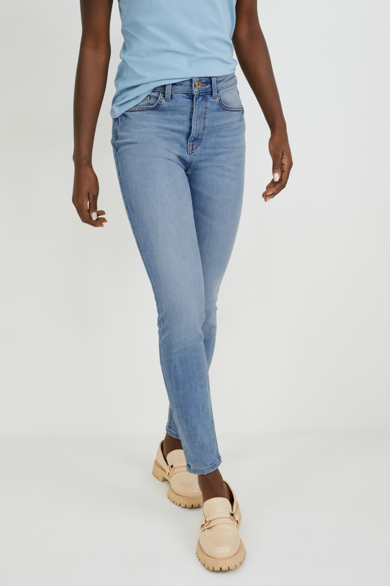  Bleu Bleu Clair Jean C&A Mince High Taille Shaping Recycled - france PEF-7996158