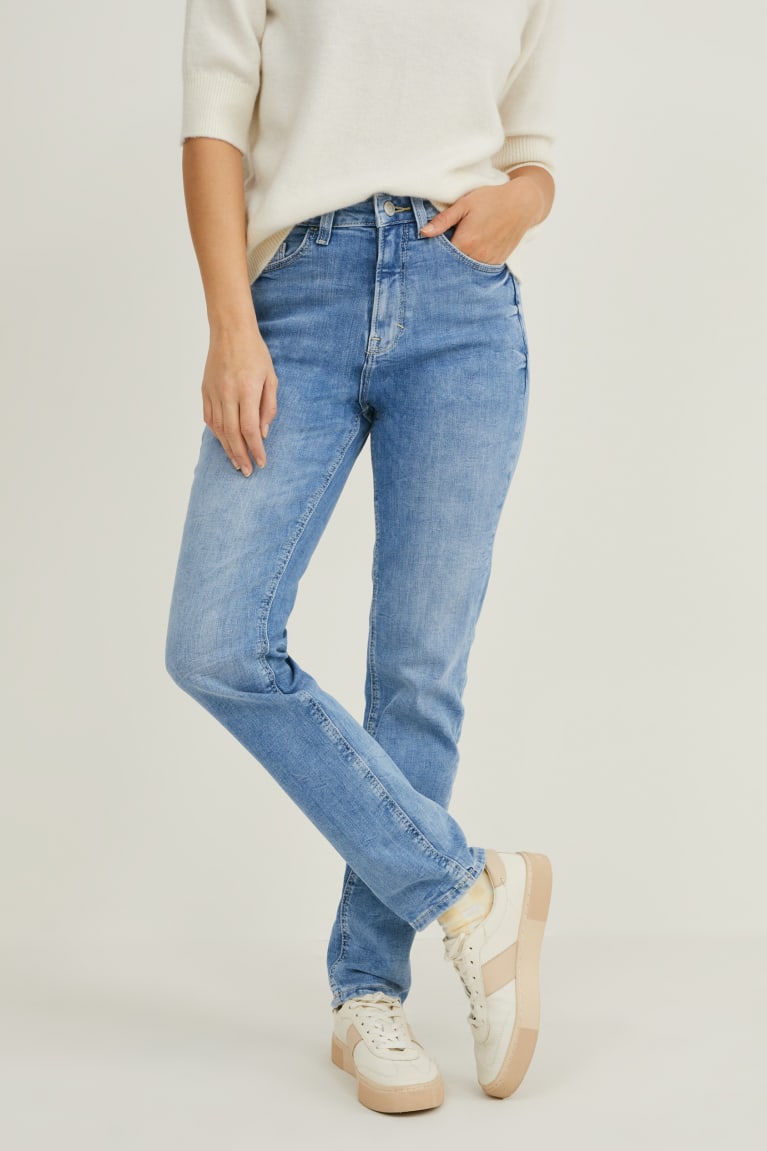  Bleu Bleu Clair Jean C&A Slim High Taille Recycled - france JPX-6078856