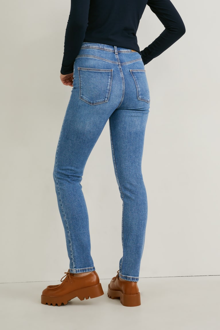  Bleu Bleu Clair Jean C&A Slim High Taille Lycra Recycled - france BHL-5786963