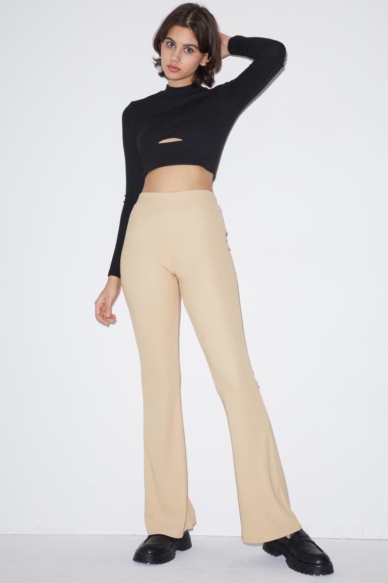  Beige Pantalons C&A Clockhouse Jersey Flared - france QED-8497988