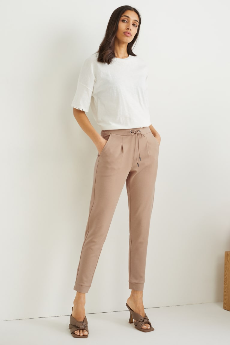  Beige Pantalons C&A Jersey Tapered Fit - france NNH-5186875