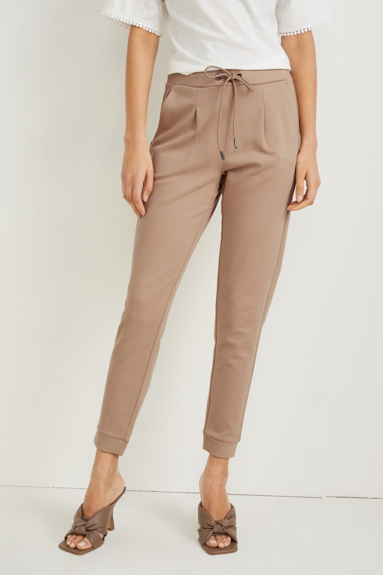  Beige Pantalons C&A Jersey Tapered Fit - france NNH-5186875