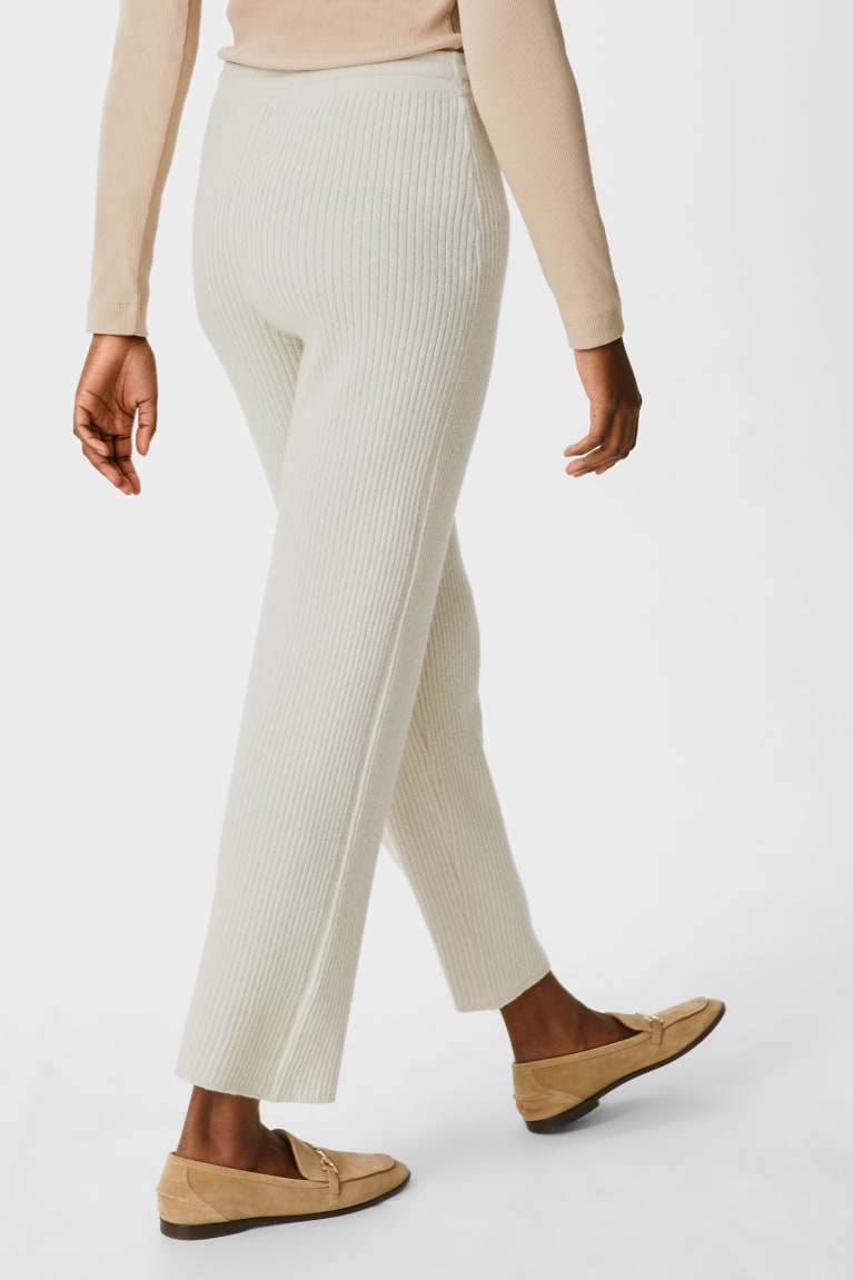  Beige Pantalons C&A Tricoté With Cashmere Laine Blend - france XGH-4544835