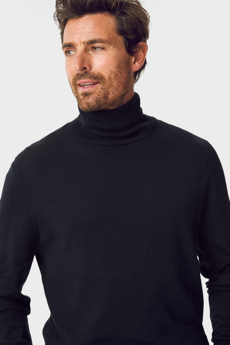  Bleu Foncé Pulls C&A Polo Neck - france YQF-1970865