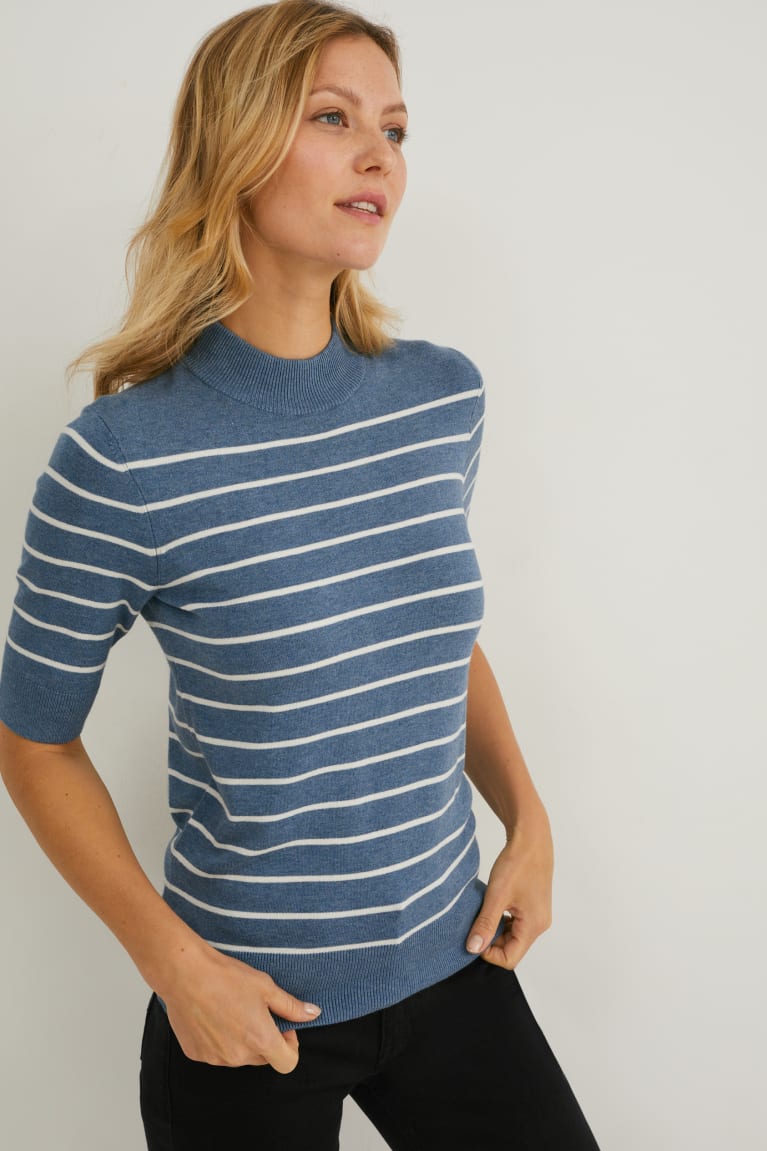  Bleu Foncé Pulls C&A Fine Knit Rayé - france MLS-0916473