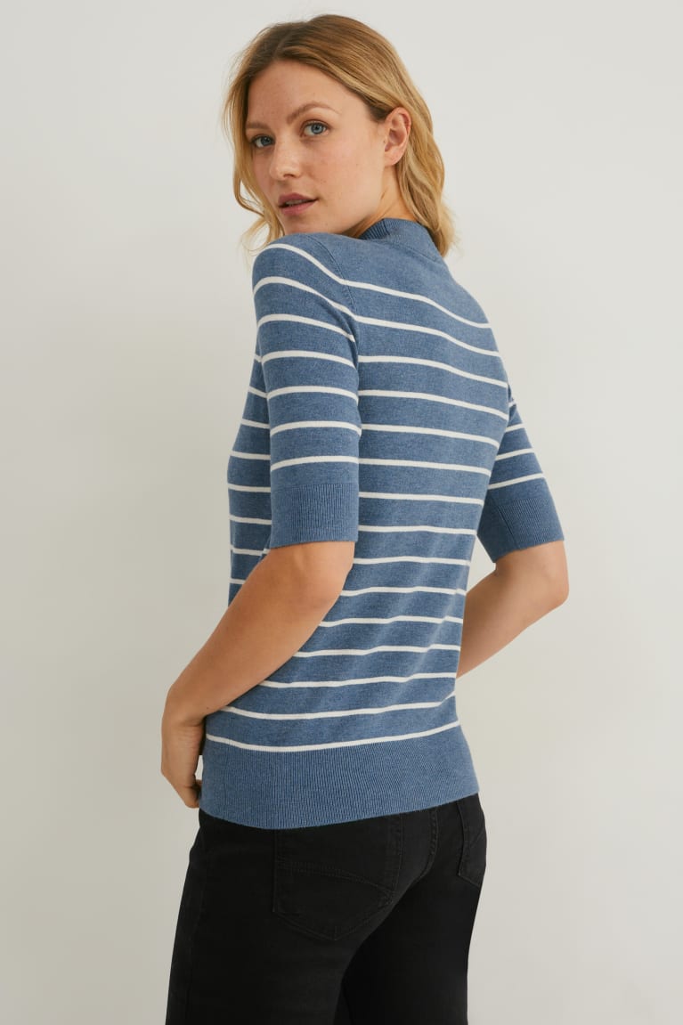  Bleu Foncé Pulls C&A Fine Knit Rayé - france MLS-0916473