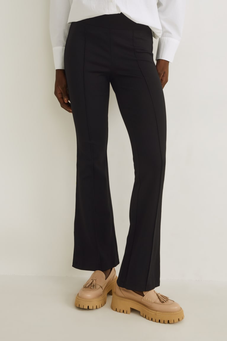  Noir Pantalons C&A Jersey Flared - france QKG-8187909